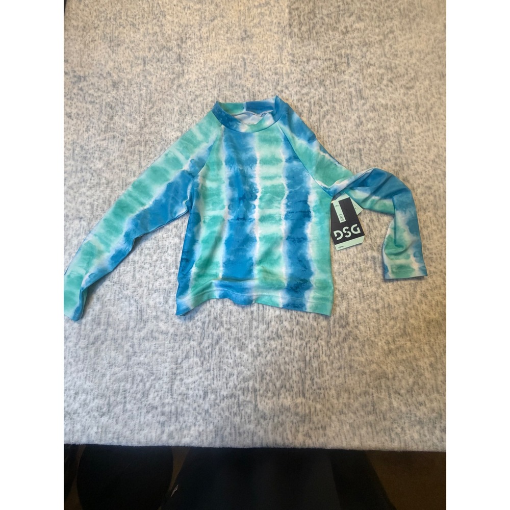 DSG Girls Long Sleeve Swim Rash Guard‎ Spring Tie Dye UPF 50 XS